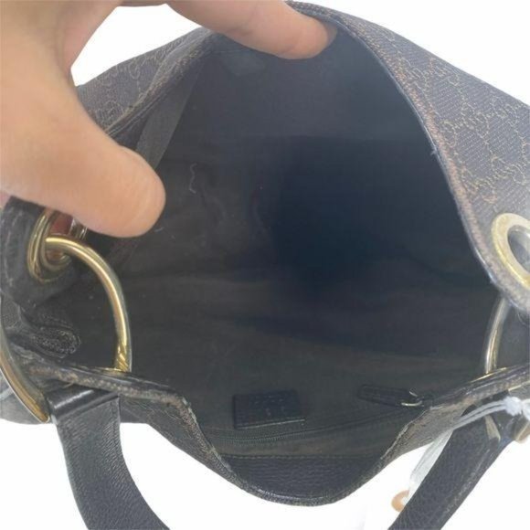 Authentic Gucci Shoulder Bag Brown Canvas Used GG Vintage Handbag - Picture 9 of 13